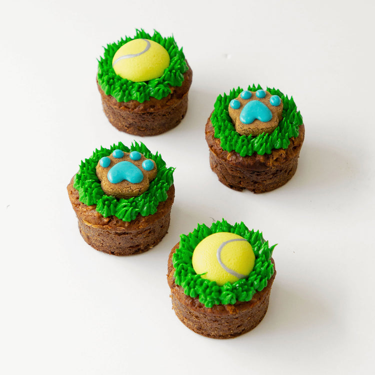 Tennis Ball Dog Cupcakes Pupcakes Puppy Cakes in Blue