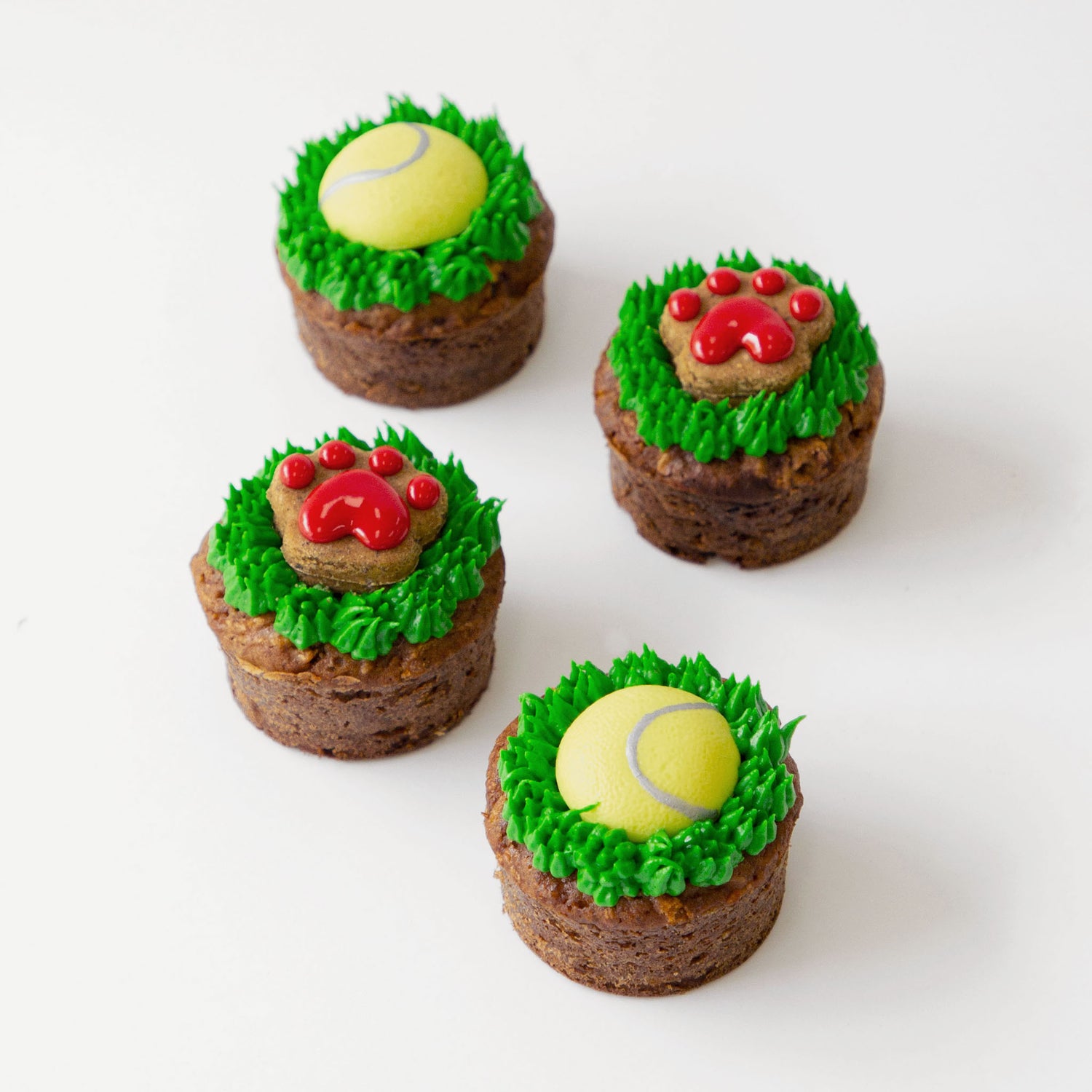 Tennis Ball Dog Cupcakes Pupcakes Puppy Cakes in Red