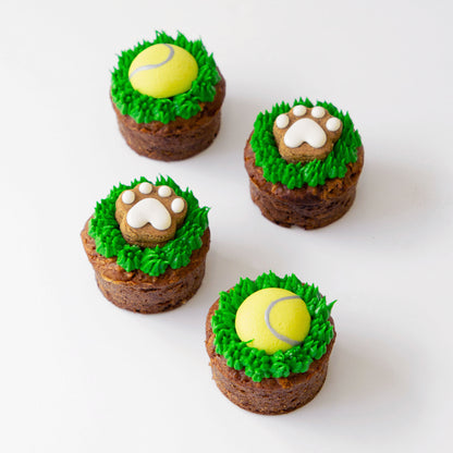 Tennis Ball Dog Cupcakes Pupcakes Puppy Cakes in White