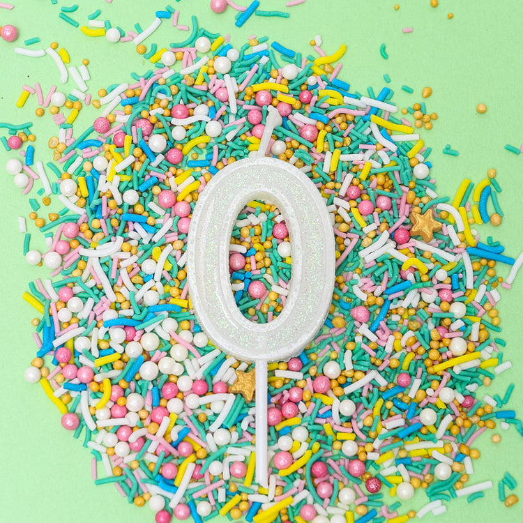 Birthday Cake Candle Mini Glitter Number 0 Loose