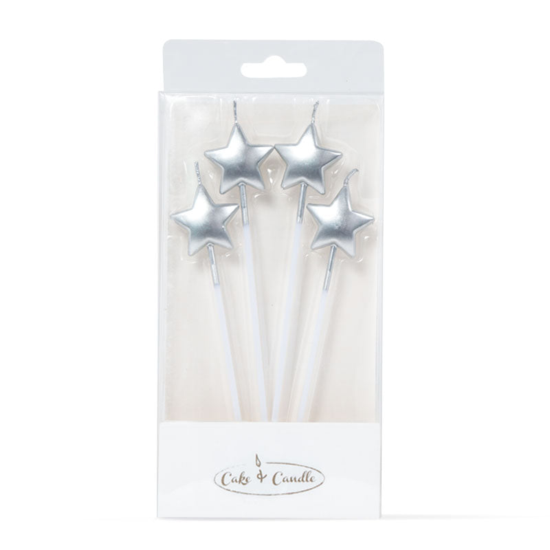 Birthday Candle Silver Star Candle Picks in Packet