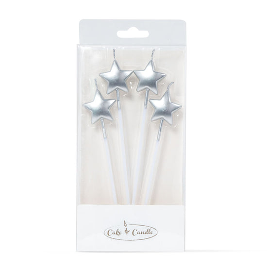 Birthday Candle Silver Star Candle Picks in Packet