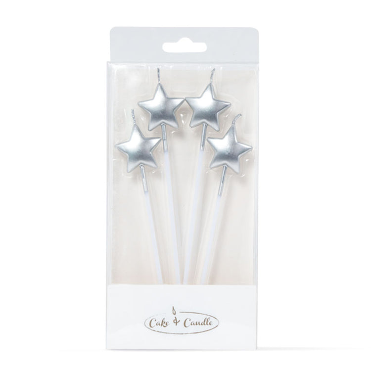 Birthday Candle Silver Star Candle Picks in Packet