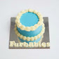 Cat Birthday Cake Vintage Circle Blue
