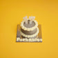 Cat Birthday Cake - Vintage Circle Grey with Candle