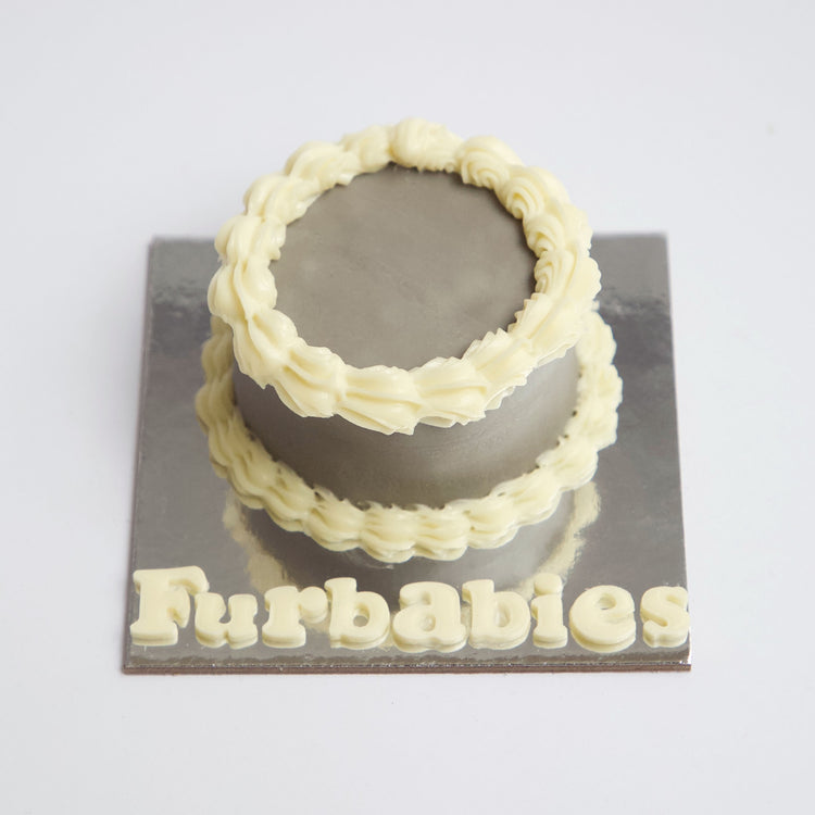 Cat Birthday Cake - Vintage Circle Grey