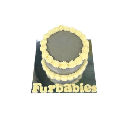 Cat Birthday Cake - Vintage Circle Grey