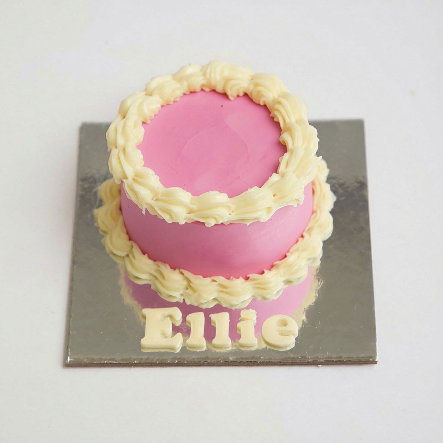 Cat Birthday Cake Vintage Circle Pink