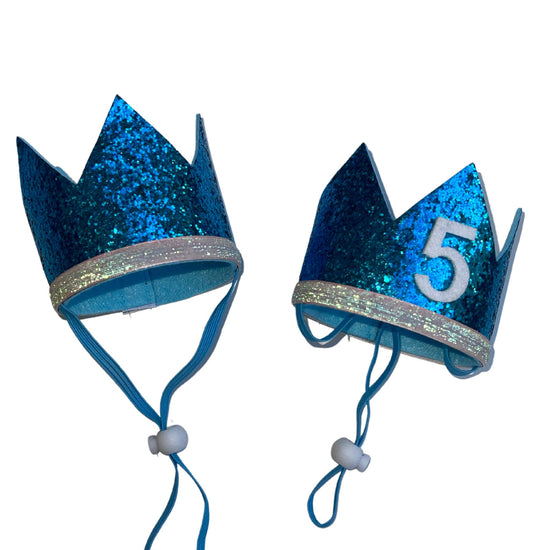 Cat & Dog Birthday Crown - Blue Sparkle