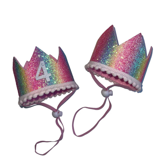 Cat & Dog Birthday Crown - Rainbow Sparkle