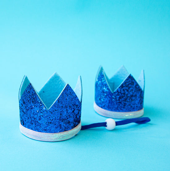 Cat Dog Birthday Crown Hat Royal Blue Sparkles