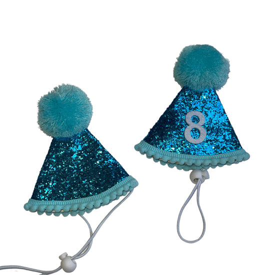 Cat & Dog Birthday Hat - Blue Sparkle