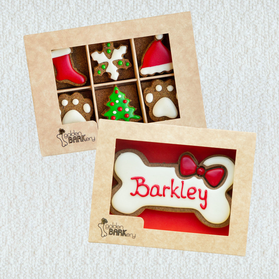 Christmas Dog Gift - Personalised Bone Treat & 12 Biscuits Box