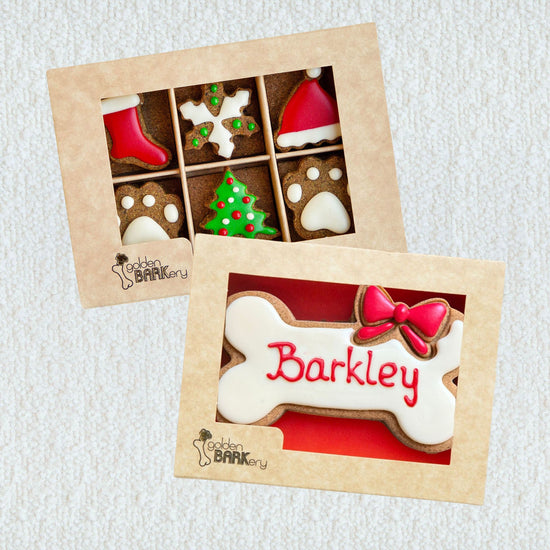 Christmas Dog Gift - Personalised Bone Treat & 12 Biscuits Box
