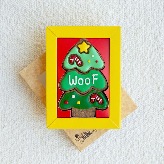 Christmas Dog Treats WOOF Xmas Tree Lid Angle