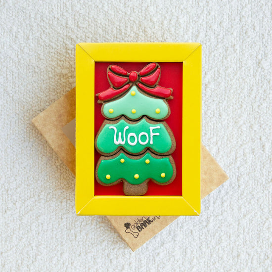 Christmas Dog Treats WOOF Xmas Tree Bow Open Pack