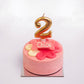 Dog Birthday Cake Blossom Pink Gold Candle