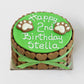 Dog Birthday Cake Dog PAWTY Green White Writing
