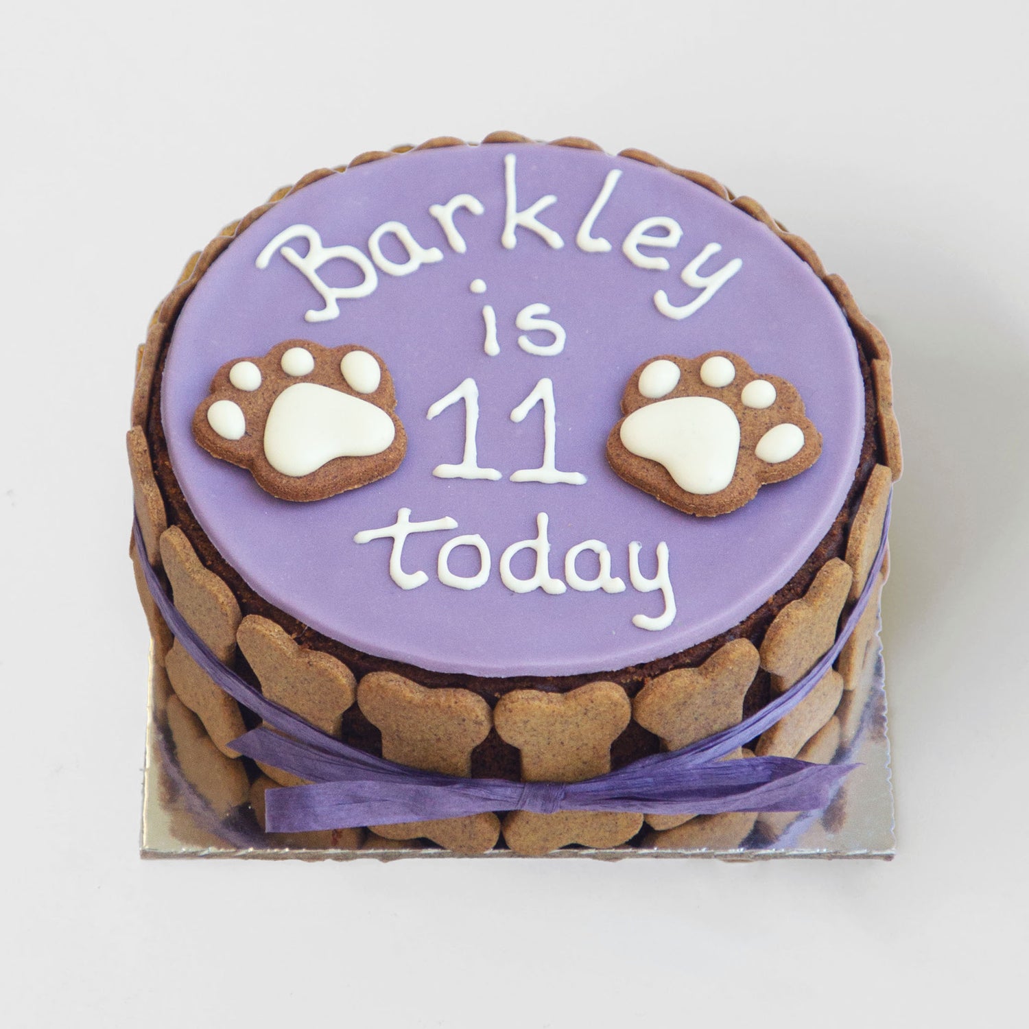 Dog Birthday Cake Dog PAWTY Purple White Writing