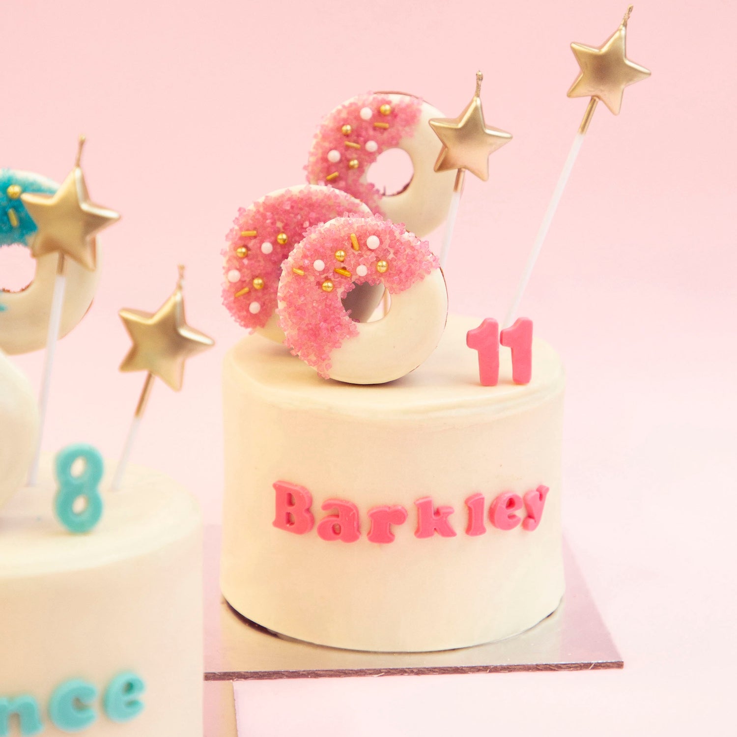 Dog Birthday Cake Donut Dog Cake Pink Bg Close