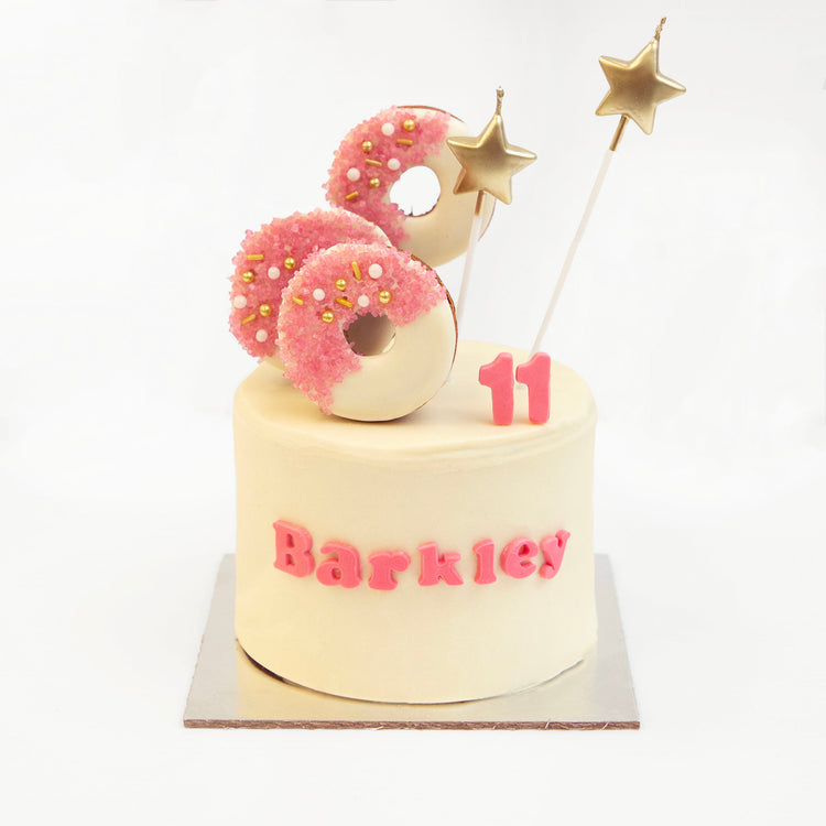 Dog Birthday Cake Donut Dog Cake Pink Front