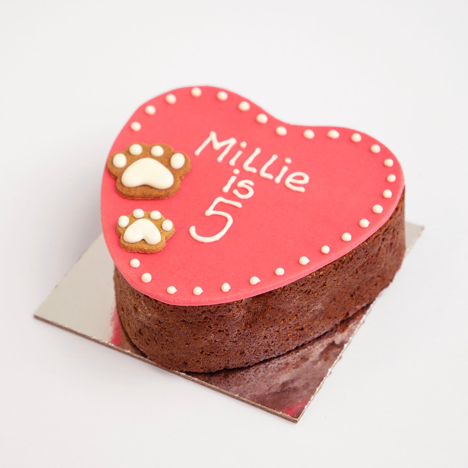 Dog Birthday Cake Heart Pink Millie