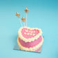 Dog Birthday Cake Vintage Heart Pink Star Candle