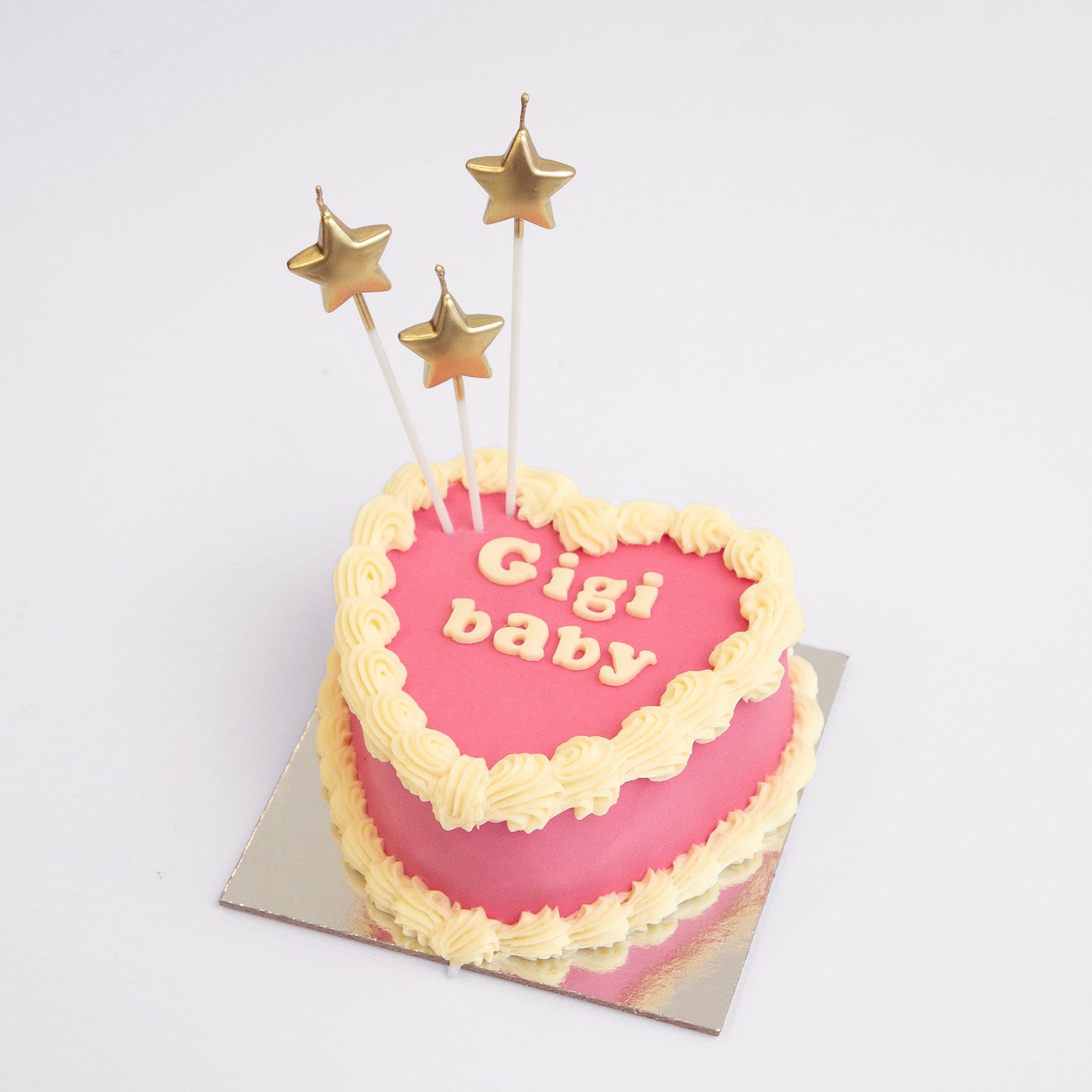 Dog Birthday Cake Vintage Heart Pink Star Candles