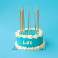 Dog Birthday Cake Vintage Round Dog Cake Blue Gold Candles