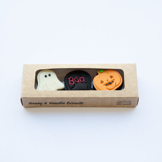 Halloween Dog Cookies - Pumpkin, Boo & Ghost Front
