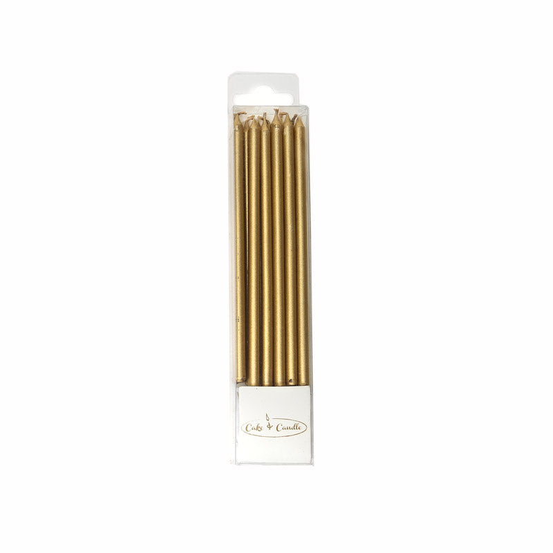 Tall Birthday Cake Candles 12 Pack Gold