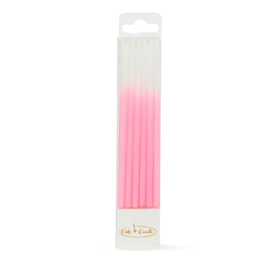 Tall Birthday Cake Candles Ombre Pink