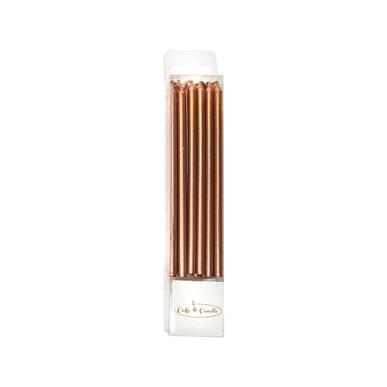 Tall Birthday Cake Candles 12 Pack Rose Gold