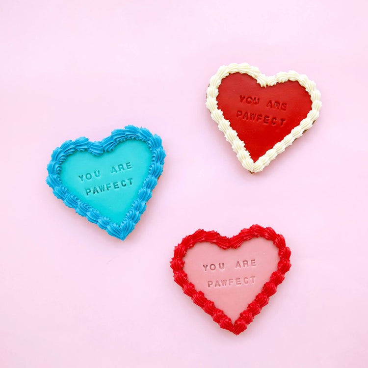 Valentines Dog Treats Valentines Dog Biscuits Gifts Pawfect Red Blue Pink on Background