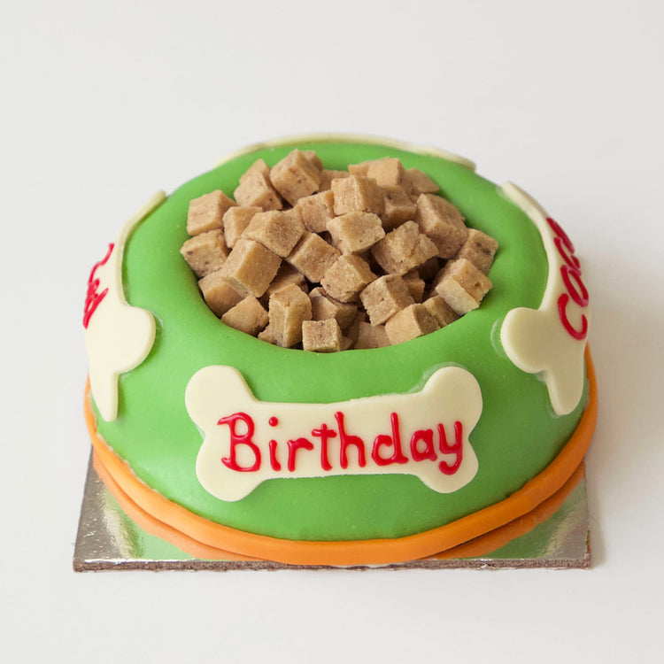 Dog-Birthday-Cake-Bowl-With-Dog-Treats-Tuna-Green