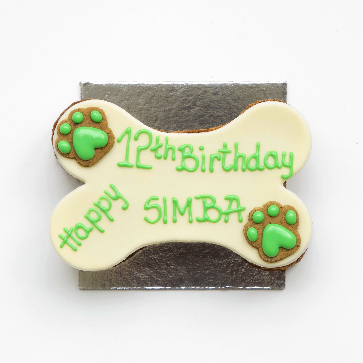 Dog Birthday Cake Dog Bone White Green Writing